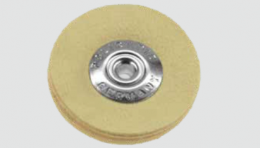 MIT WILDLEDERSCHEIBEN Schmalbürste mit konischem Aluminiumkern und Scheiben aus Chamoisleder